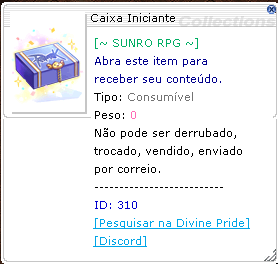 Descrição da Caixa Iniciante do SunRO, item 310