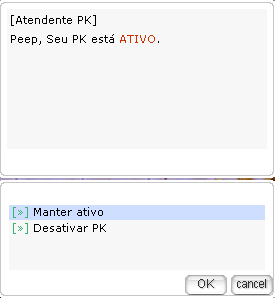 Menu do Atendente PK com a opção Desativar PK