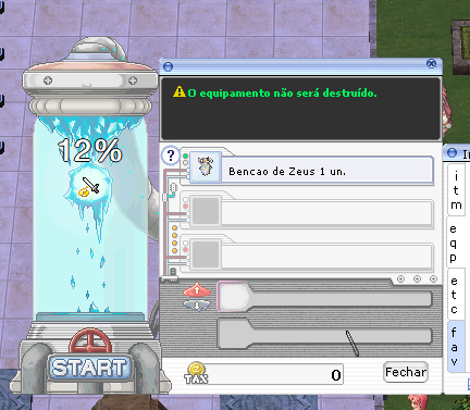 Interface da Forja de Grades mostrando 12% de chance