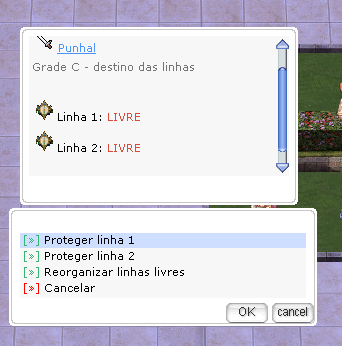Menu de linhas livres